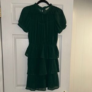 Monteau Dark Green Ruffle Dress
